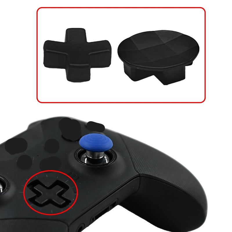 Anglepingping Store 2 Pack Metal D-Pads for Xbox One Elite Series 2 Directional Arrow Button,Standard D pad and Faceted D Pad Replacement Accessories for Xbox One Elite Series 2 Cord Controller(Black) - Image 5